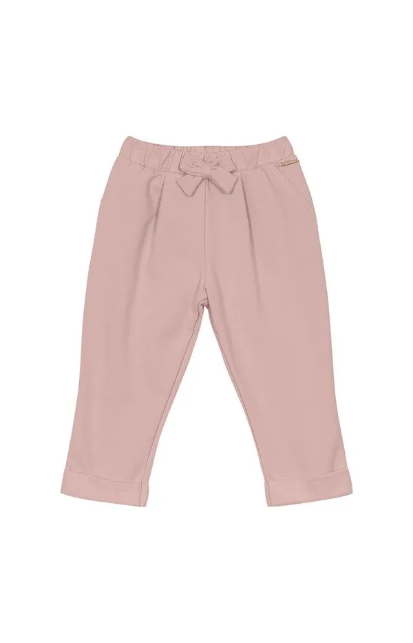 Calça Menina Com Laço Em Moletom Flanelado Carinhoso Rosa - 1