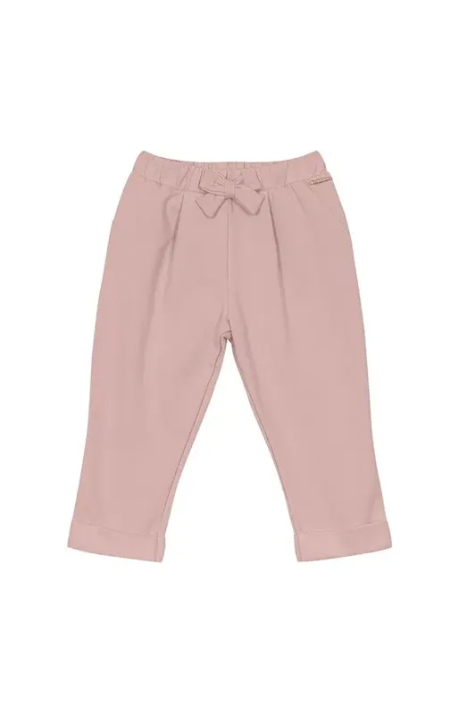 Calça Menina Com Laço Em Moletom Flanelado Carinhoso Rosa - 1
