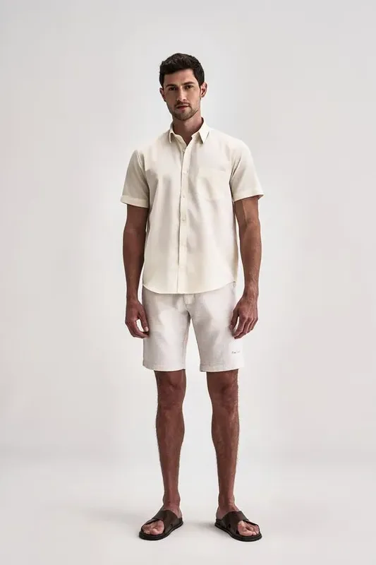 Bermuda Chino Relaxed Linho - Off White - 40