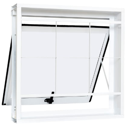 Vitro Maxim-ar De Aço Com Grade Quadriculada 80x60x12 Vidro Mini Boreal Branco Unicsol Ramassol
