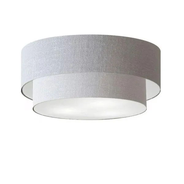 Plafon Duplo Cilíndrico Vivare Md-3063 Cúpula Em Tecido 55x50cm - Bivolt Rustico-cinza 127/220v