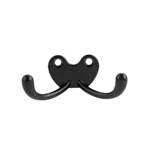 Cabide Duplo 30mm Zamac 2 Peças Criativa Cabide Duplo 30mm Zamac Preto Fosco 02 Peças