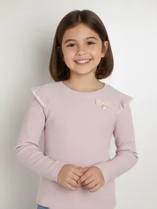 Blusa Manga Longa Canelada Juvenil Para Menina - ROSA CLARO 12