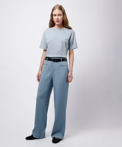 calça reta feminina de alfaiataria com cinto mindset azul 36