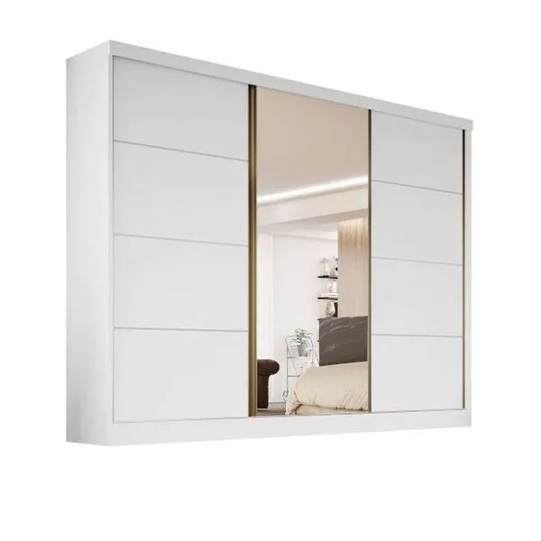Guarda-roupa Porta Espelhada Mdf 6 Gavetas Bergamo Bianchi