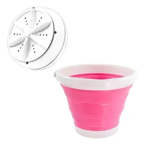 Mini Máquina Lavar OEM Mini Multifuncional Portátil com Balde Dobrável Rosa Bivolt Mini Máquina Lavar OEM Multifuncional Portátil com Balde Dobrável Rosa Bivolt
