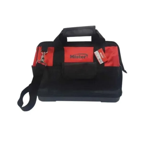Bolsa para Ferramentas Profissional 16' Preta e Vermelha para Organização com Lona Resistente Mister Bolsa para Ferramentas Profissional 16' com Lona Resistente Preta e Vermelha Mister