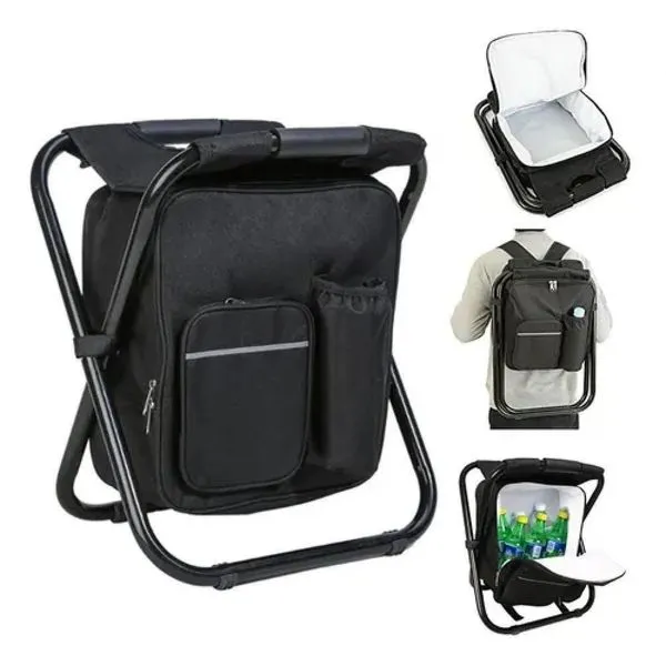 Banqueta Mochila Vira Cadeira Dobravel Bolsa Termica Portatil Multiuso Camping Pesqueiro Pesca