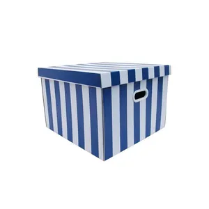 Caixa organizadora Storage 44x42x30cm listrada petróleo Boxgraphia