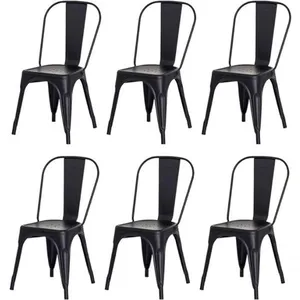 Kit 6 Cadeiras Tolix Fosca ? Aço Industrial Preto, Estilo Retrô Para Sala, Cozinha Ou Escritório