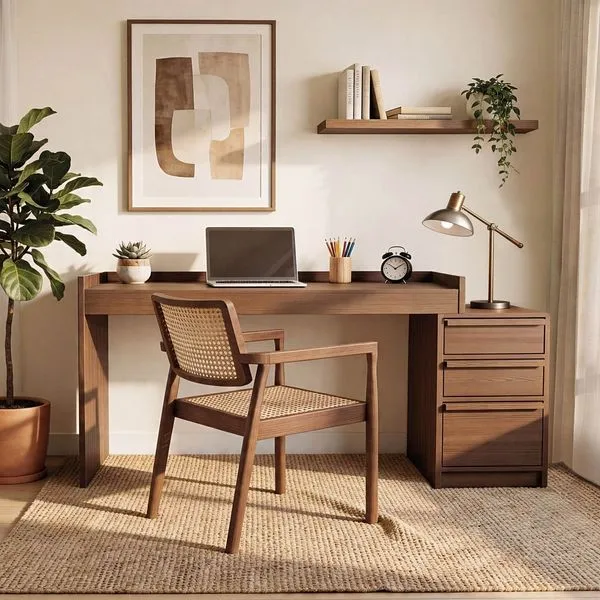 Escrivaninha Extensível 138cm a 169cm com 03 Gavetas Seringal CabeCasa MadeiraOriginals Nogal