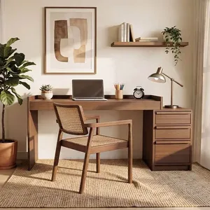 Escrivaninha Extensível 138cm a 169cm com 03 Gavetas Seringal CabeCasa MadeiraOriginals Nogal