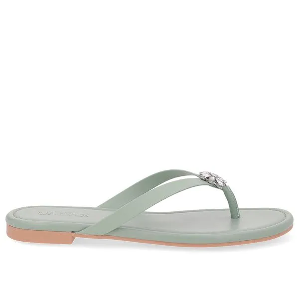 Chinelo Rasteiro Couro Verde 39