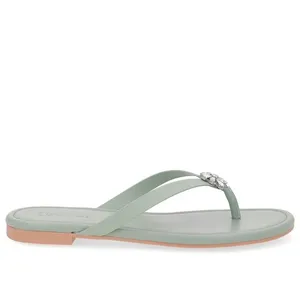 Chinelo Rasteiro Couro Verde 39
