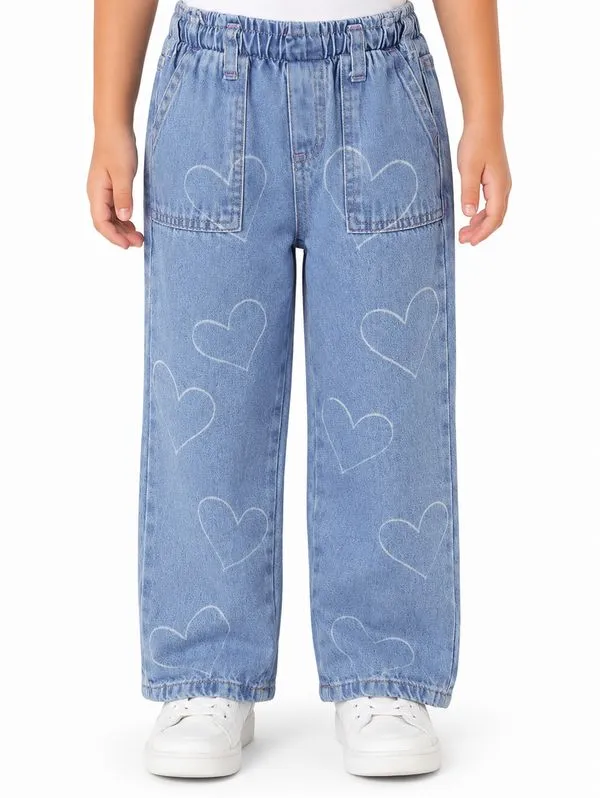 Calça Jeans Reta Infantil Para Menina - AZUL 4