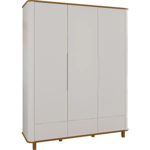 Guarda-Roupa 3 Portas 3 Gavetas Carolina Olivia Branco com Cinamomo 4591.29