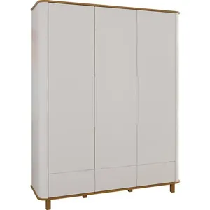 Guarda-Roupa 3 Portas 3 Gavetas Carolina Olivia Branco com Cinamomo 4591.29
