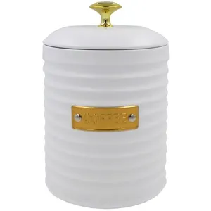 Porta-Café Paramount de Metal com Tampa Friso Branco