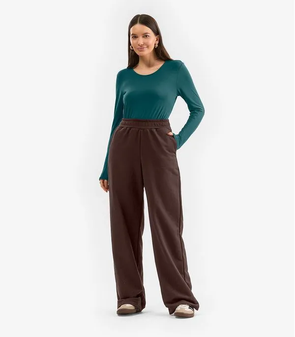 Calça Feminina em Moletom Rovitex Marrom PP