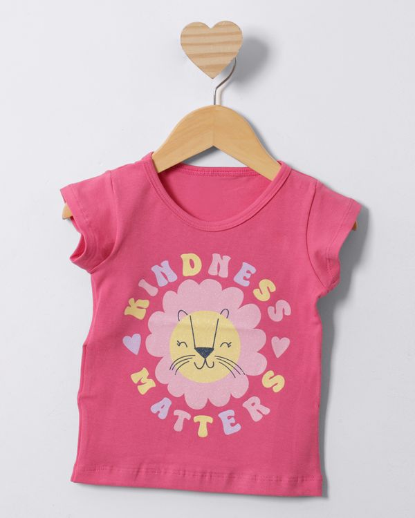 Blusa Bebê Estampa Leão Com Glítter Manga Curta Rosa 3