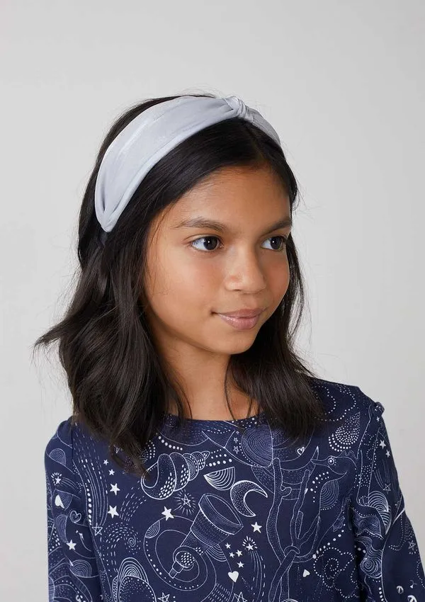 Tiara De Nó Infantil Menina Em Cetim - Cinza UNI