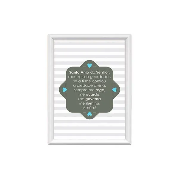 Quadro Decorativo Meu Rodapé Santo Anjo Listras Azul 34x46