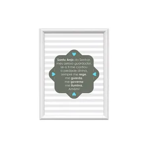 Quadro Decorativo Meu Rodapé Santo Anjo Listras Azul 34x46