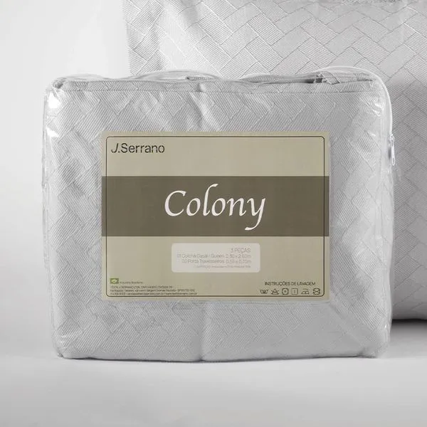 Kit Colcha Solteiro Colony Bricks 2 Peças Prata 180x230cm B62892959010 - Jc Serrano