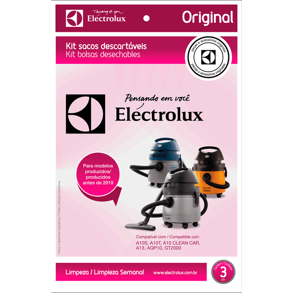 Kit Electrolux, Com 3 Sacos para Aspiradores de Pó, 3.75 Litros, Hidrovac CSE09