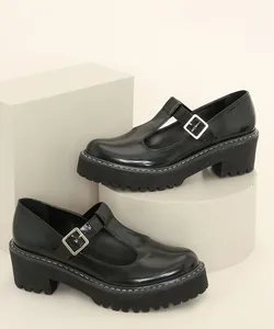 Oxford Feminino Oneself com Fivela Salto Médio Tratorado Preto 34
