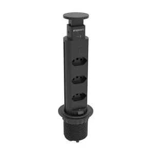 Torre de Tomada Retrátil 3 Tomadas 10A Bivolt Soprano Torre de Tomada Retrátil com 3 Tomadas 10A Bivolt Preta