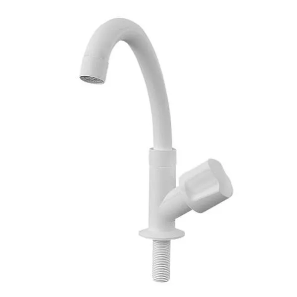 Torneira para Lavatório de Mesa Baixa Tulipa com Acionamento 1-4 de Volta em Abs Branco Socel Torneira para Lavatório de Mesa Baixa Tulipa em Abs Branco Socel
