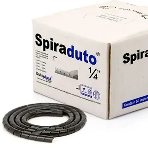 Organizador de Fios e Cabos Espiral 1/4 Preto 10 metros