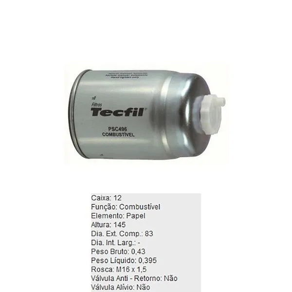 Filtro De Combustivel Fiat Ducato Iveco Daily Tecfil Psc496