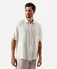 camisa masculina com linho bordada off white G