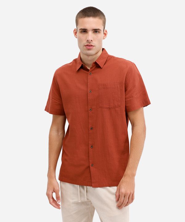 camisa masculina de algodão manga curta com bolso vermelha G