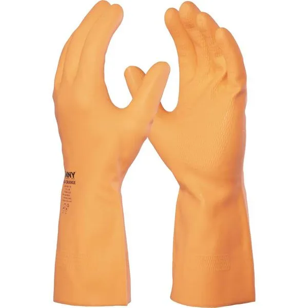 Luva de Latex com Forro Anti-Derrapante Laranja - DANNY Luva de látex Max laranja tamanho XG DA-208D - DANNY