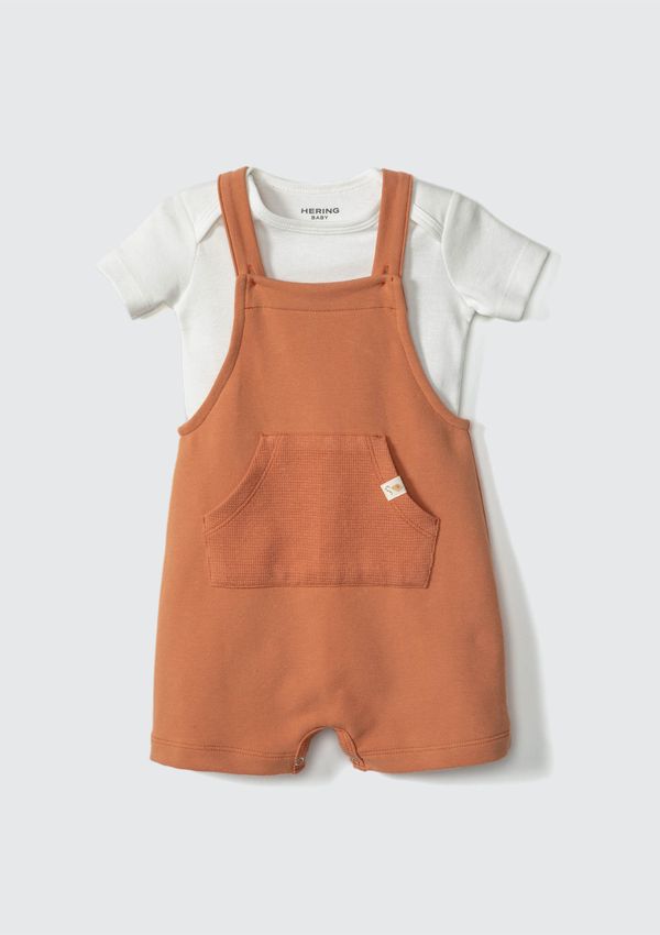 Conjunto Bebê Menino Com Jardineira - Off white 18M