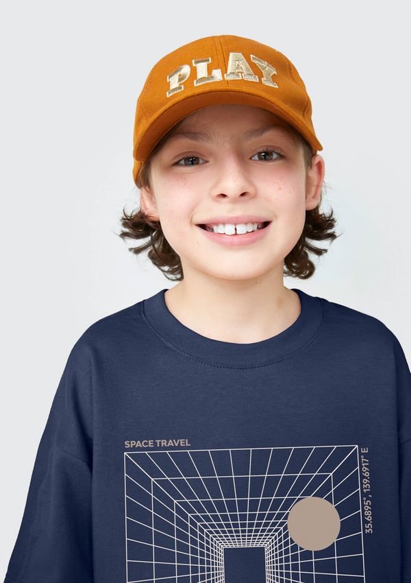 Boné Infantil Menino Aba Redonda Em Sarja - Laranja M