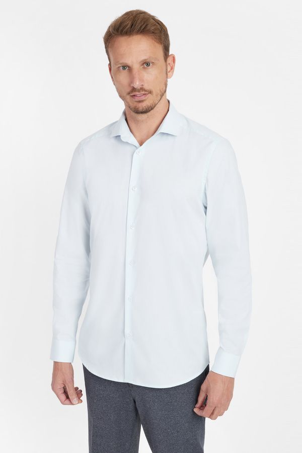 Camisa Slim Social Com Elastano Azul Claro - 42