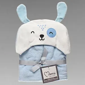 Toalha de Banho Forrada com Capuz - 5312 Cachorro Azul