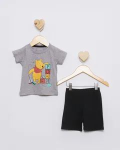 Conjunto Bebê Curto Disney Ursinho Pooh Cinza P