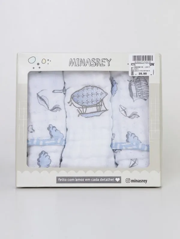 Kit Com 03 Babetes Soft Infantil Para Bebê - AZUL