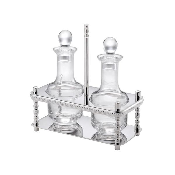 Galheteiro St. James Pérola com 3 peças - Banho de Prata e Cristal