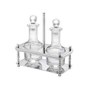 Galheteiro St. James Pérola com 3 peças - Banho de Prata e Cristal
