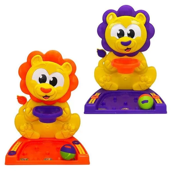 Cesta de Basquete Infantil de Leão com Bolinha e Marcador de Pontos para Coordenação Motora JP Brink Cesta de Basquete Infantil de Leão com Bolinha e Marcador de Pontos JP Brink