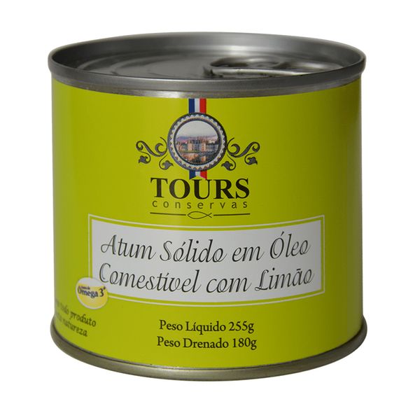 Atum Sólido em Óleo Comestível com Limão Tours 255g