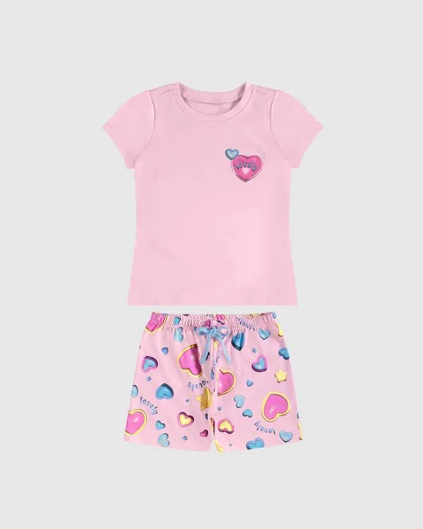 Pijama Infantil Menina Blusa Estampa Lovely Em Ribana Malwee Kids Rosa - 4
