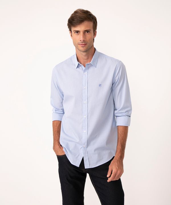 camisa comfort xadrez manga longa azul claro M