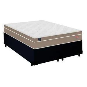 Cama Box Casal Bipartido Suede + Colchão Lis Molas Ensacadas Plumatex 138cm Cor:preto